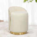 Vanity Stool with Back, 360° Swivel Round Makeup Vanity Chair, Foot Stools Ottoman Faux Fur, Upholstered Multifunctional Accent Stool for Makeup, Bedroom, Living Room, Cream