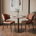 Dining Chairs Set of 2, Modern Armless Faux Leather Kitchen Chairs with Curved Back, Easy to Assemble & Clean for Dining Rooms, Cafes, Restaurants, and Small Spaces, Brown