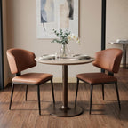 Dining Chairs Set of 2, Modern Armless Faux Leather Kitchen Chairs with Curved Back, Easy to Assemble & Clean for Dining Rooms, Cafes, Restaurants, and Small Spaces, Brown