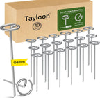 40 Pcs Landscape Fabric Pin Stakes, Thickened 8 Gauge Circle Top Garden Stakes, Galvanized Weed Barrier Stakes for Plant Support, More Holding Power Than U-Shaped Ground Nail, Not Easy to Bend