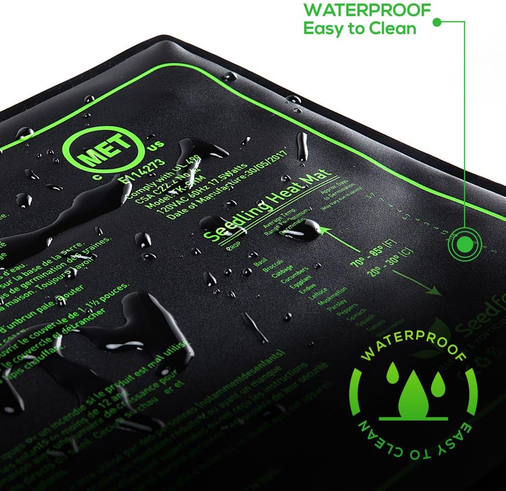 MET Certified Seedling Heat Mat, Seedfactor Waterproof Durable Germination Station Heat Mat, Warm Hydroponic Heating Pad for Indoor Home Gardening Seed Starter