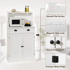 HOLTICO 54" Freestanding Kitchen Pantry Storage Cabinet with Doors and Adjustable Shelves, Microwave Oven Stand with Drawer for Kitchen, Bathroom or Hallway, White