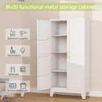 GAIOUS Metal Pantry Cabinet, Kitchen Pantry Storage Cabinets with 2 Door | and 3 Adjustable Shelves, White Kitchen Pantry Cabinet, Freestanding Cupboard for Dining Room Living Room Bathroom