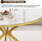ALBAD 46.4" Round Dining Table, Mid Century Modern Round Dining Room Table for 4-6 with Metal Legs, Easy Assembly Coffee Table, Space-Saving Design for Kitchen and Dining Room