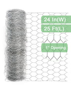 Garden Poultry Chicken Wire Netting - 24 '' × 25 ' Garden Fence Animal Barrier, Chicken Wire for Crafts, 1 inch Mesh Poultry Netting Fence, Pet/Rabbit/Chicken Wire Fencing