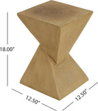 Modern Hourglass Side Table, Sculptural End Table for Living Room, Bedroom & Office, Hand-Finished Accent Table with Wood-Like Texture, for Indoor Use, Compact 18 Inch Design,Light Natural