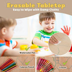 FUNLIO Kids Table and 4 Chairs Set and Adjustable Kids Chair (2pcs)，Easy to Wipe Arts & Crafts Table, for Classrooms/Daycares/Homes, CPC & CE Approved (5-Piece Set) - Gray