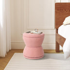 EazeHome Round Ottoman with Storage, 360° Swivel Boucle Ottoman Vanity Stool, Upholstered Footstool with Storage Removable Lid, Modern Footrest Coffee Table for Living Room, Dorm, Makeup Room, Pink
