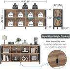 FATORRI 8 Cube Storage Organizer Bookshelf, 62 Inch Rustic Wood Horizontal Bookcase, Industrial Cube Long Book Shelf for Living Room (Rustic Oak)