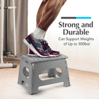 Handy Laundry Folding Lightweight Step Stool - Sturdy Enough to Support Adults - Opens Easy with One Flip - Great for Kitchen, Bathroom or Bedroom (Gray - 8 Inch)