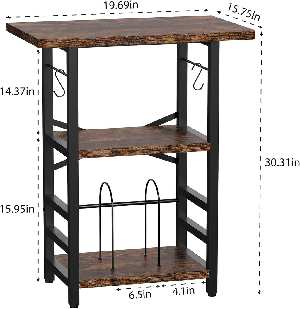 YAKANJ Record Player Stand with Extended Desktop,Large Record Player Table with Vinyl Storage,Tall Turntable Stand with Record Holder Vinyls Display Shelf for Music Room Studio, Rustic Brown