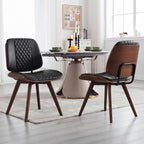 BV Dining Chairs Set of 4, PU Leather Armless Kitchen Chair in Modern Walnut Style, Mid Century Bentwood Side Chair with Wood Legs, Retro Accent Guest Chair for Kitchen Dining Room(Black)