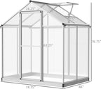 Outsunny 4' x 6' Greenhouse for Outdoors, Polycarbonate Greenhouse with Rain Gutter and Roof Vent, Aluminum Walk-in Green Houses for Outside Patio Backyard Garden