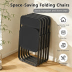 Folding Chair, 6 Pack Plastic Chair, All Black | Breathable folding chair with steel frame, 300lbs capacity. Portable & stackable for indoor, outdoor, events & parties.
