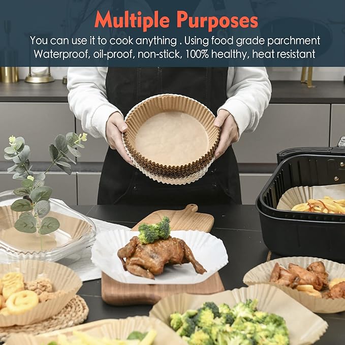 Air Fryer Disposable Paper Liner Compatible with COSORI and Ninja Air Fryer Toaster Oven, Non-stick Air Fryer Parchment Paper Baking Accessories