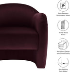Modway Compose Barrel Chair with Performance Velvet Fabric in Mulberry – Upholstered Accent Armchair with Curved Backrest – Cozy Lounge Chair for Reading – Round Comfy Single Sofa Club Chair