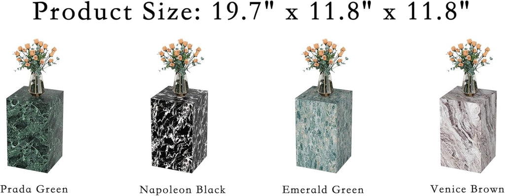 Modern Marble Side Table, 20" Small Square End Table for Living Room, Bedroom, Exhibition Hall, Suitable for Displaying Vases, Statues, Table Lamps, etc. (MAXCAP: 90 Lbs) Napoleon Black