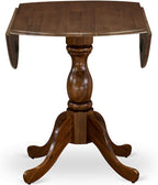 East West Furniture DMT-AWA-TP Dublin Kitchen Dining Table - a Round Wooden Table Top with Dropleaf & Pedestal Base, 42x42 Inch, Walnut