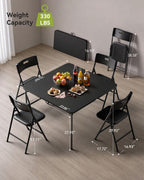 Folding Card Table and Chairs Set, 5-Piece, 34" Card Table with 4 Durable 330lbs Chairs for Card Games, Dining, Indoor & Outdoor Use, Black
