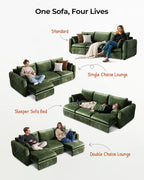 103" Electric Pull Out Sleeper Sofa Bed, 2in1 Power Extendable Couch Bed | Velvet Green, Fast Charging USB Port, 3 Smart Motor, Wide Backrest, Oversized Convertible Couches for Living Room Small Space