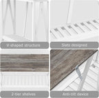 Entryway Table, 39" Farmhouse Console Table with Shelf Narrow Foyer Table | | 2-Tier Open Shelf,V-Shape Anti-Tip Legs,Slim Narrow Design,Sofa Table Use,Two-Tone Finish,30-Min Easy Assembly,Oak Grey