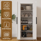 63” Tall Kitchen Pantry Cabinet, Pantry Storage Cabinet with Doors & Shelves, Freestanding Storage Cupboard for Dining Room Living Room, Wooden Structure, Easy Assembly (White)