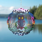 Wind Spinner Yard Art Garden Decor 3D Stainless Steel Metal Sculptures Owl Kinetic Hanging Whirligig Decorations Backyard Outside Indoor Outdoor Patio and Lawn Ornaments Clearance Sun Catcher Windmill