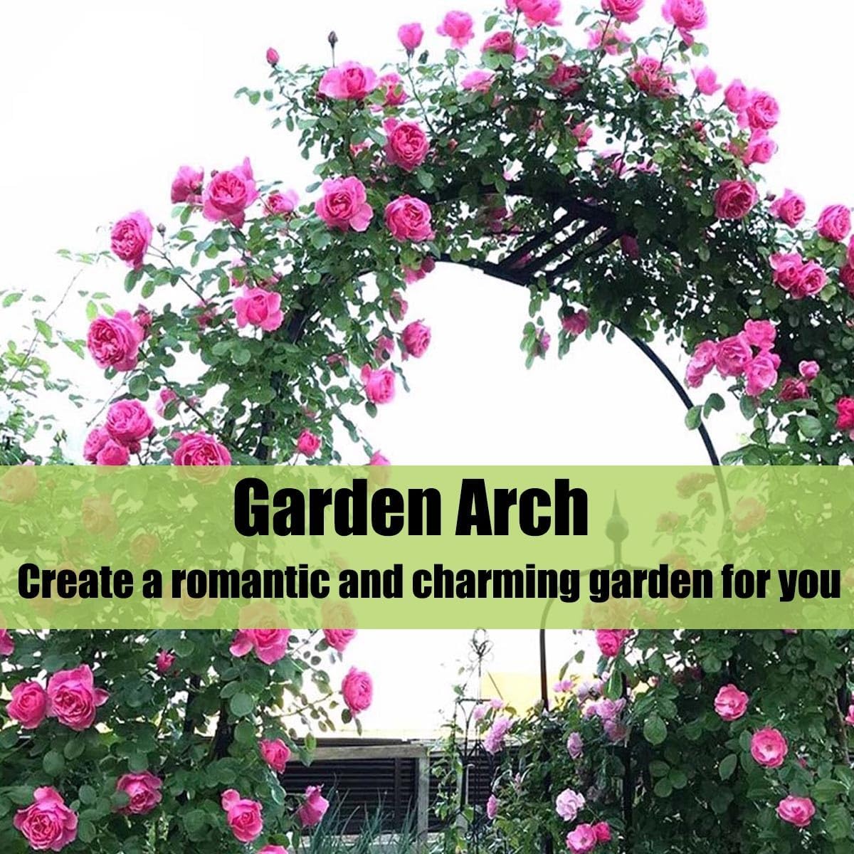 Garden Arbor, Metal Wedding Arch for Ceremony Party, Garden Trellis for Climbing Plants Outdoor, Wide 55" 71" 87" 103" 118" 134" Garden Arch Stand for Garden, Backyard, Lawn(Black,87" x 91" x 16")