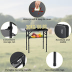 Anbte 2ft Folding Camping Table, 3 Adjustable Heights Small Folding Table | Aluminum Lightweight Folding Table, with Portable Handle & Storage Net, for Camp Beach Travel Fishing Outdoor, 23"x16", Black
