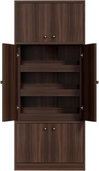 71 Inch Tall Kitchen Pantry Cabinet, Freestanding Storage Cabinet with Doors and Adjustable Shelves, E1-Grade Wood for Kitchen Pantry Storage, Walnut