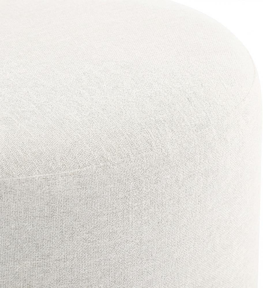 White Woven Heathered Fabric Ottoman, 23-Inch Round, Comfortable Outdoor Lounge Seat, Stylish, Durable for Patio and Garden