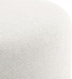 White Woven Heathered Fabric Ottoman, 23-Inch Round, Comfortable Outdoor Lounge Seat, Stylish, Durable for Patio and Garden