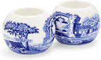 Spode Blue Italian Tealight Holders | Set of 2 Round Tealight Holders | Made of Fine Porcelain | 4 Inch Candle Holders for Home Décor and Housewarming Gift | Dishwasher Safe