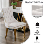 SSLine 61" Glass Dining Table Set for 6,Modern 7 Pieces Kitchen Table and Chairs Set w/Gold Tempered Glass Tabletop and 6 Velvet Chairs for Kitchen Apartment