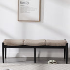 RIVOVA 54.25" Modern Ottoman Bench Upholstered Linen Bedroom End of Bed Bench Boho Bench Long Seating Bench Entryway Stool with Wood Legs for Living Room/Foyer, Khaki