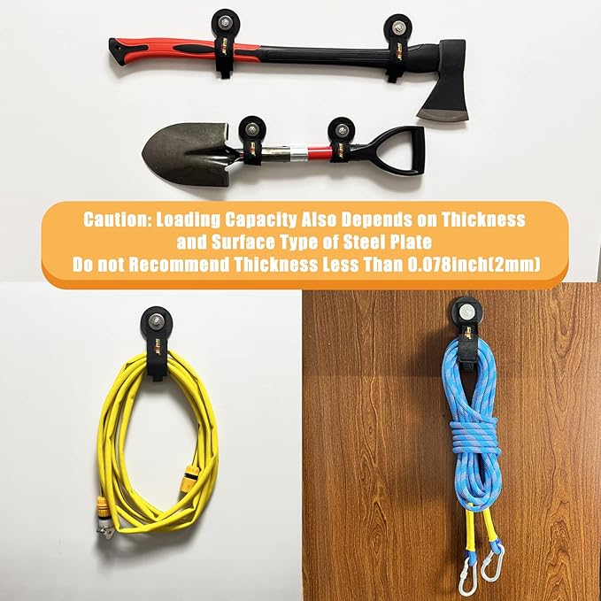Heavy Duty Magnetic Hook, Magnetic Tool Holder, Magnetic Garage Hooks, Extension Cord Strap for Cable, Rope, Wire Storage in Garage,Workshop,RV,Pick-up(Dia.3.46" Magnet * 2Pcs)