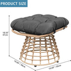 2 Pieces Swivel Outdoor Ottomans for Patio Foot Rest, PE Rattan Wicker Ottoman with Cushions, Outdoor Footstool Footrest Seat, for Patio, Garden, Poolside (2 Piece Ottoman Black)