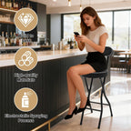 2PCS Folding Bar Stool with Backrest, Tall Folding Chair Counter Height Foldable Chairs Tall Bar Collapsible Stools for Adults Kitchen Guitar Shop Cafe Barstools (Black)