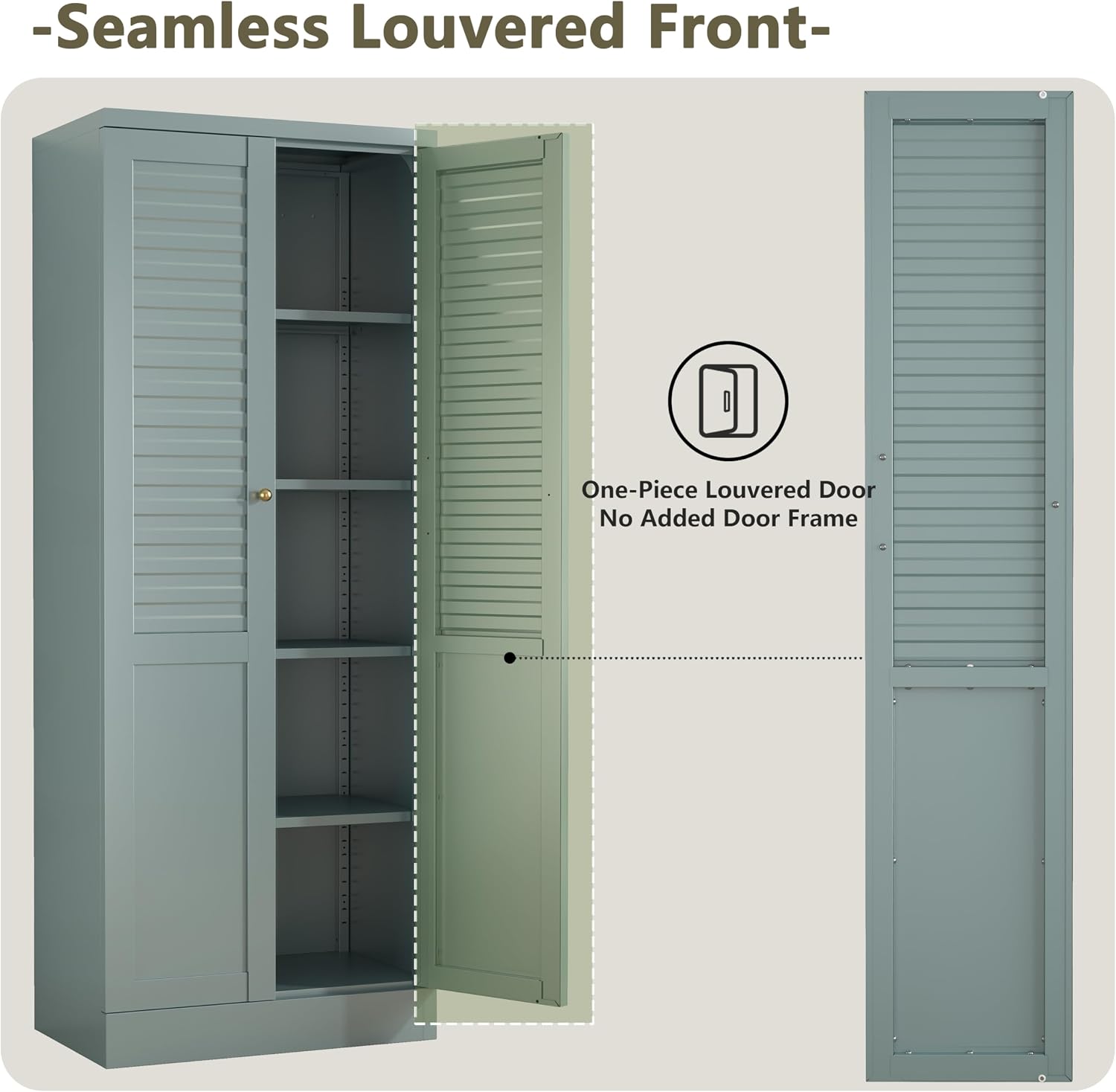 Freestanding Pantry Cabinet with 4 Adjustable Shelves for Kitchen | Space-Saving Furniture-Style Design, Durable Steel Construction