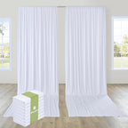 PartyVillage 40ft×15ft White Backdrop Curtain for Wedding Parties, 8 Panels Wrinkle Free 15 FT Long Polyester Photo Backdrop Drapes Back Drop Cloth for Birthday Photography Background