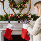 HMASYO Christmas Stocking Holders for Mantle Set of 2, Black Heavy Duty Iron Stocking Hangers Base, Low Profile Weighted Stocking Holder Hooks for Fireplace Tabletop Shelf Christmas Decoration