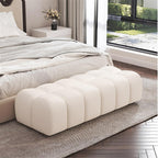 Modern Fabric Bed end Bench Long Bedroom Dressing Room Wooden Shoe Changing Entryway(Large)