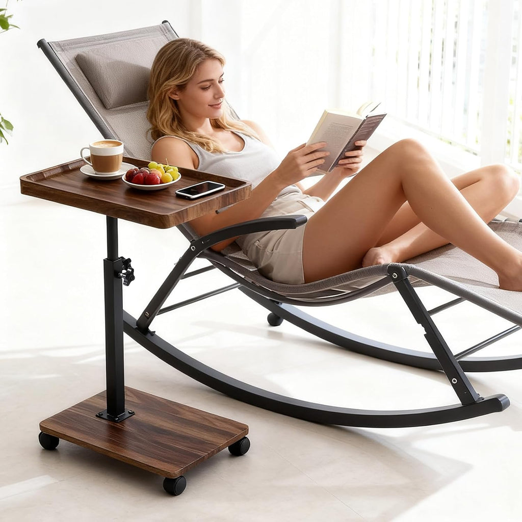 End Table C Table Adjustable Height, 360°Swivel TV Tray Table for Small Spaces, Couch Tables that Slide Under, C Shaped Side Tables Living Room and Bedroom for Sofa, Bed,Chair, Snack