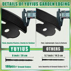 Landscape Edging - Garden Edging Border 120FT 2IN Tall with 180 Stakes, No Dig Lawn Edging for Landscaping for Garden Bed, Yard, 0.15" Thick Flower Bed Border Edging with Connector for Outdoor