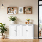 holzart White Buffet Cabinet with Storage, 49" Modern Kitchen Sideboard with 4 Doors & Adjustable Shelves, Wood Coffee Bar Cabinet Console Table for Dining Room, Living Room, Entryway