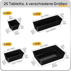 Vtopmart 25 PCS Office Desk Drawer Organizers Set, 4-Size Versatile Plastic Drawer Organizer Trays, Storage Bins for Desk Accessories Office Organizers and Storage, Bathroom, Makeup, Vanity, Black