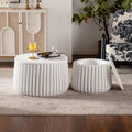 Geelife White Round Storage Table Set with Lift-Off Lid and Nesting Design | Lift-off lid reveals hidden storage compartment for blankets and essentials