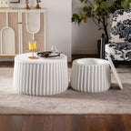 Geelife White Round Storage Table Set with Lift-Off Lid and Nesting Design | Lift-off lid reveals hidden storage compartment for blankets and essentials