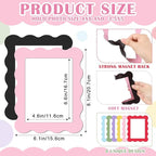 Kingdder 12 Pcs Scalloped Magnetic Picture Frame for Refrigerator 5 x 7 Pastel Reusable Picture Frame Magnets Decorative Photo Holders for Fridge Home School Office Kitchen Locker Decor