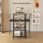 3-Piece Dining Table Set with Storage Shelves and 2 Upholstered Chairs, MDF & Iron Frame Small Kitchen Table for Apartment, Studio